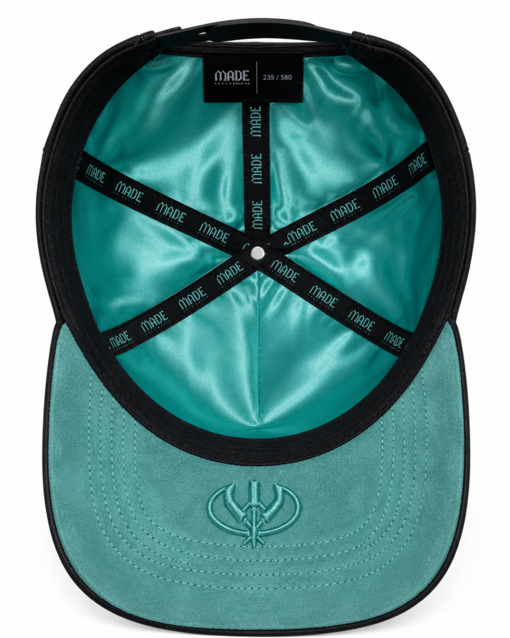 888 / Tiffany hat, teal suede underbrim and satin lining