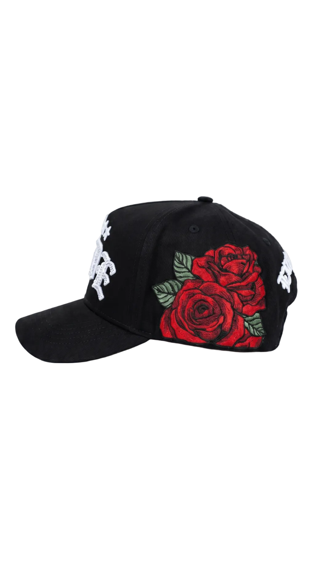 Rose / Blood hat, embroidered rose bouquet detail